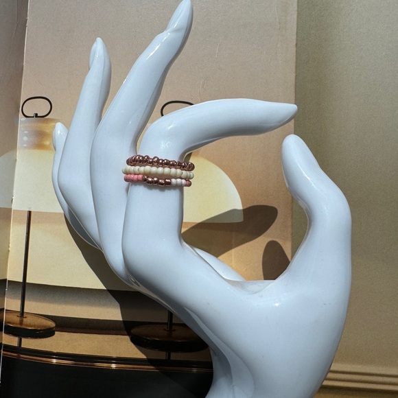 Jewelry - Stackable Pink and Brown Beaded Ring Set